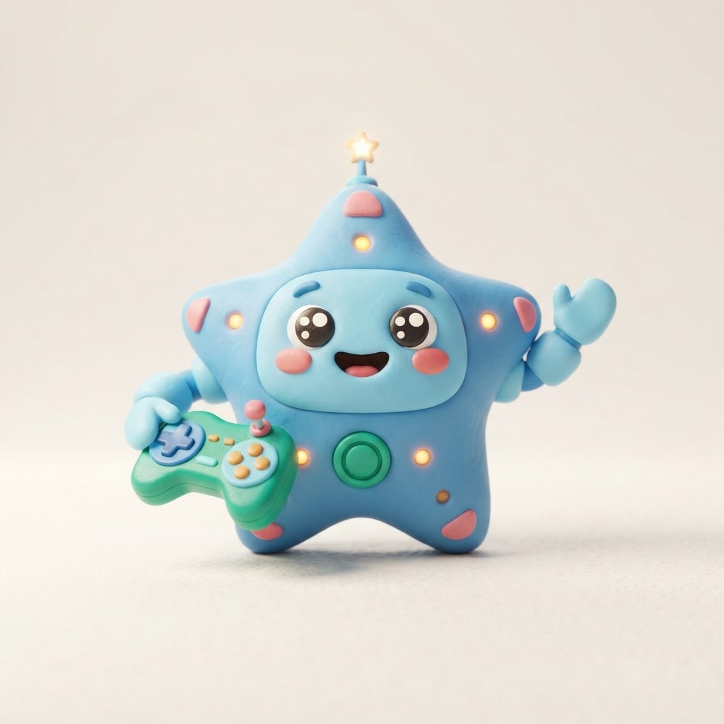 Twinkle, the friendly Tadreezi star, holding a game controller